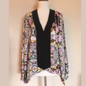 T-Bags Misa Draped Print Beaded Top